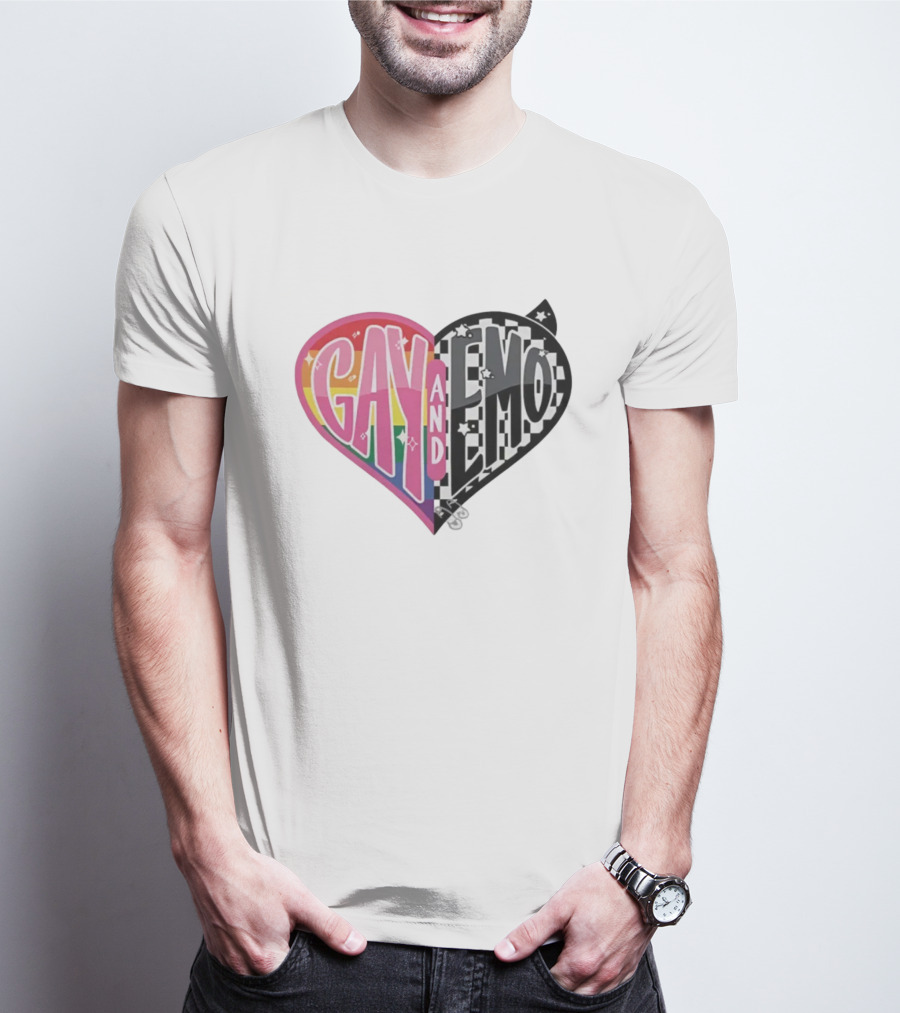 Jessie Paege Gay And Emo Heart Rainbow Checkerboard T-Shirt
