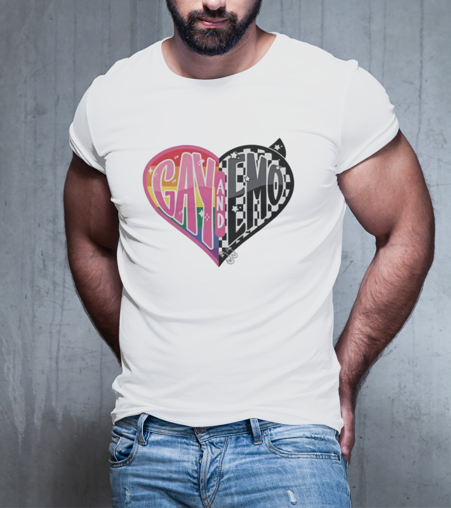 Jessie Paege Gay And Emo Heart Rainbow Checkerboard T-Shirt