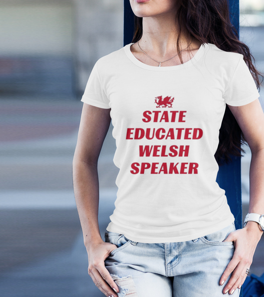 Red Dragon Emblem State Educated Welsh Speaker T-Shirt