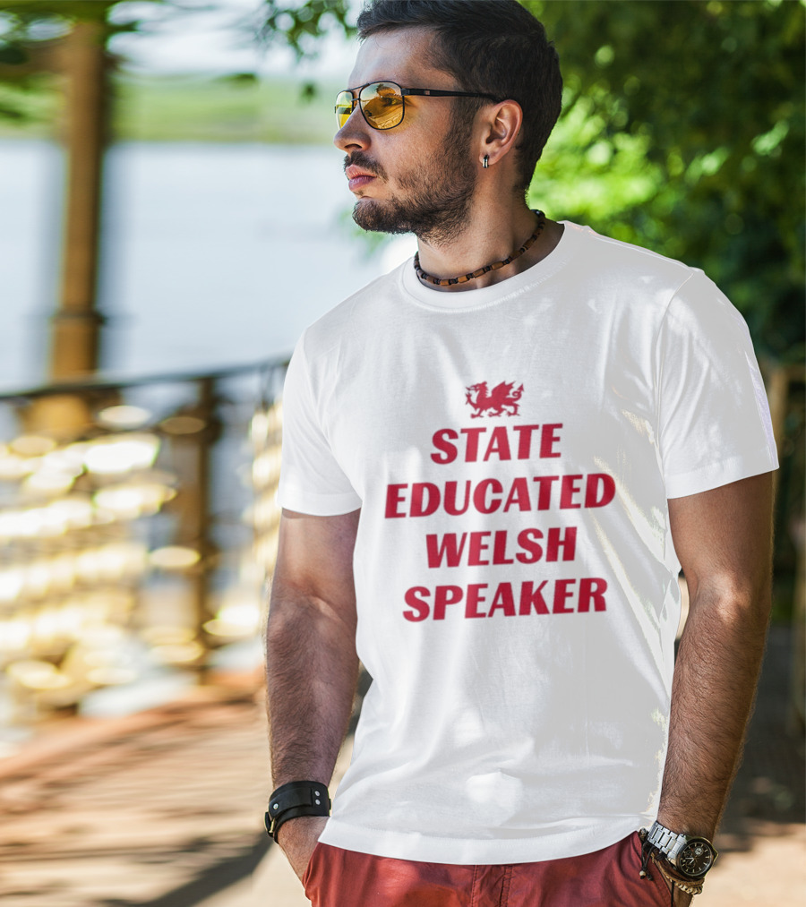 Red Dragon Emblem State Educated Welsh Speaker T-Shirt