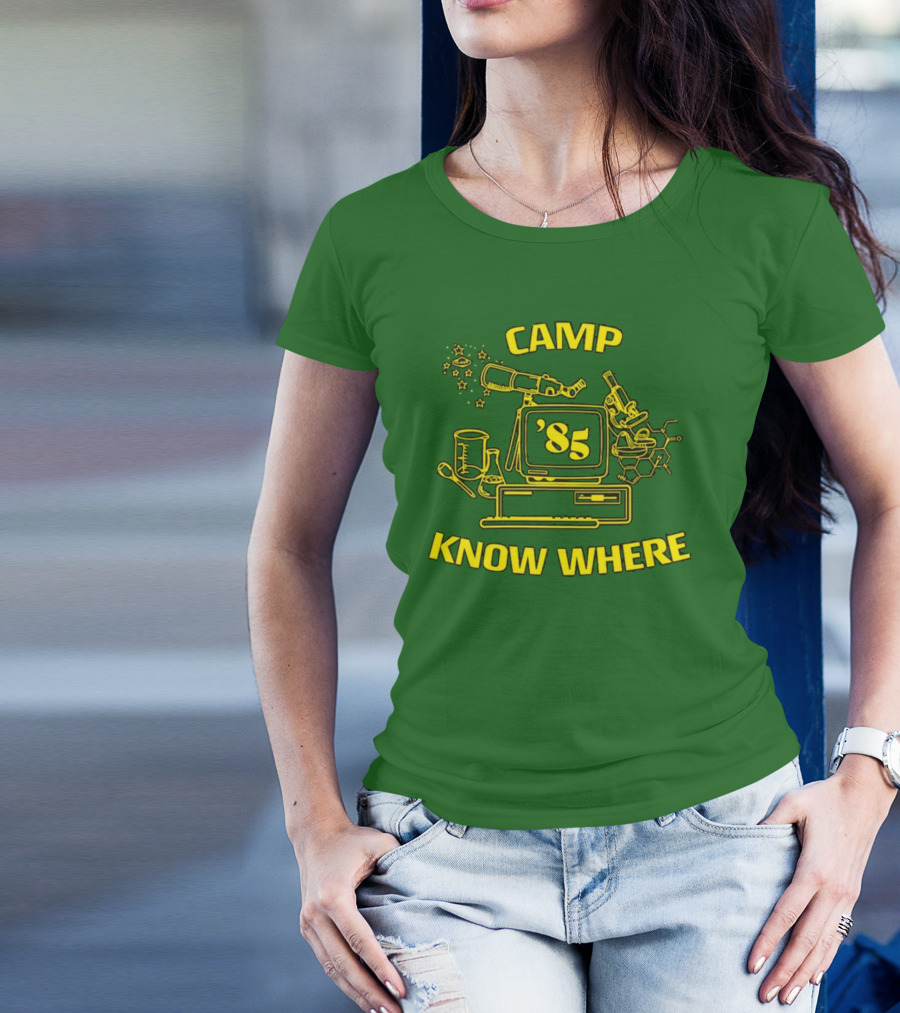 Camp Know Where '85 Science Computer Microscope Telescope Chemistry T-Shirt