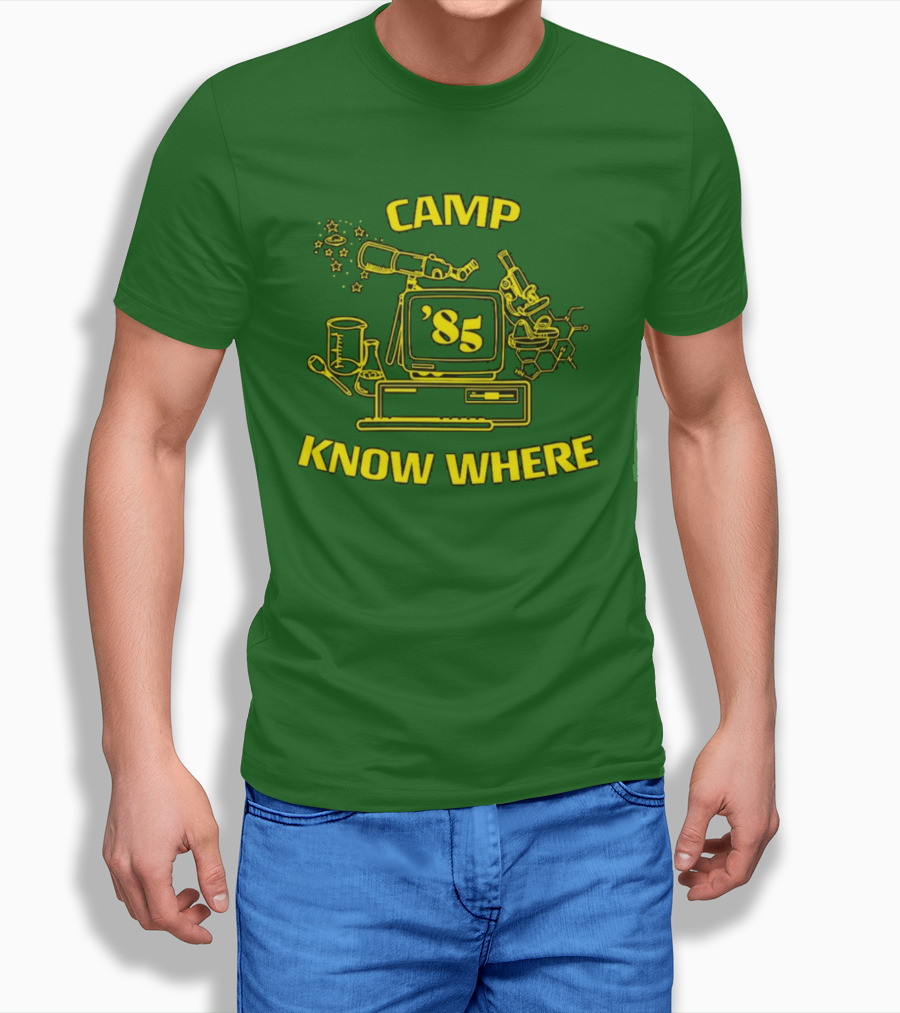 Camp Know Where '85 Science Computer Microscope Telescope Chemistry T-Shirt