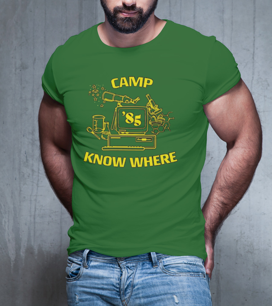 Camp Know Where '85 Science Computer Microscope Telescope Chemistry T-Shirt