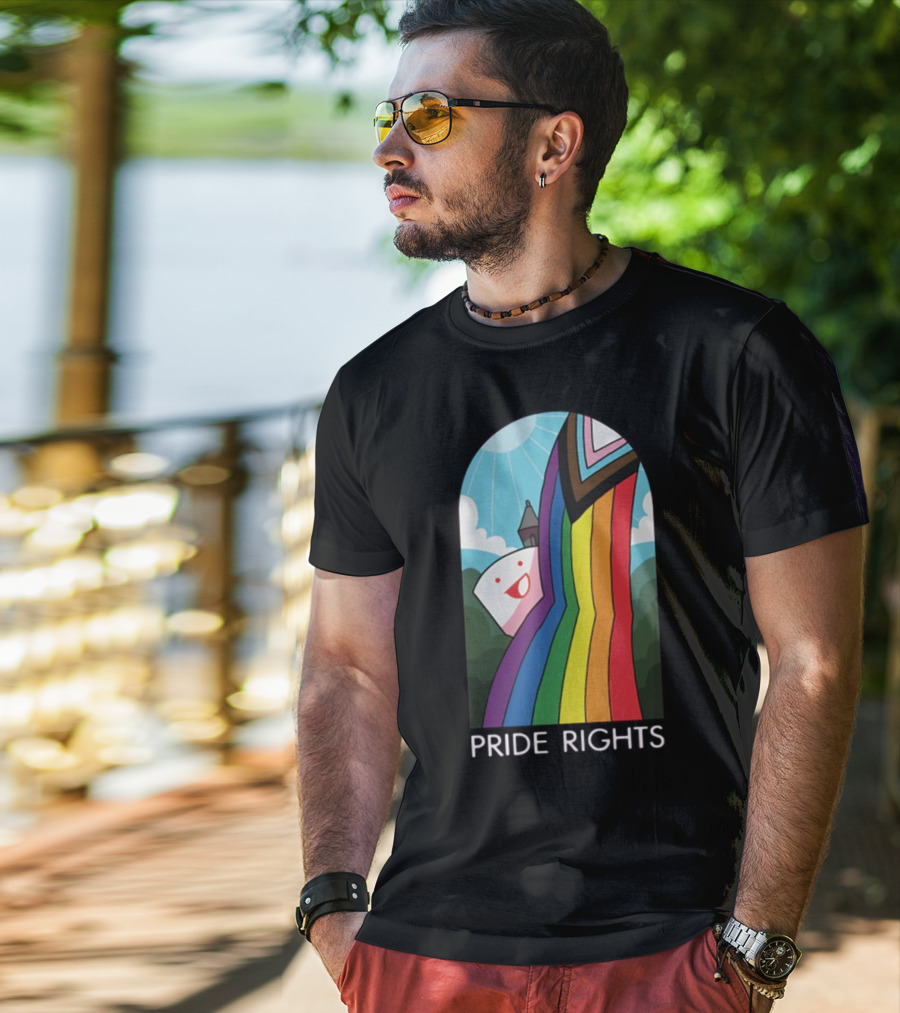 Pride Rights Rainbow Stained Glass Design DFTBA T-Shirt