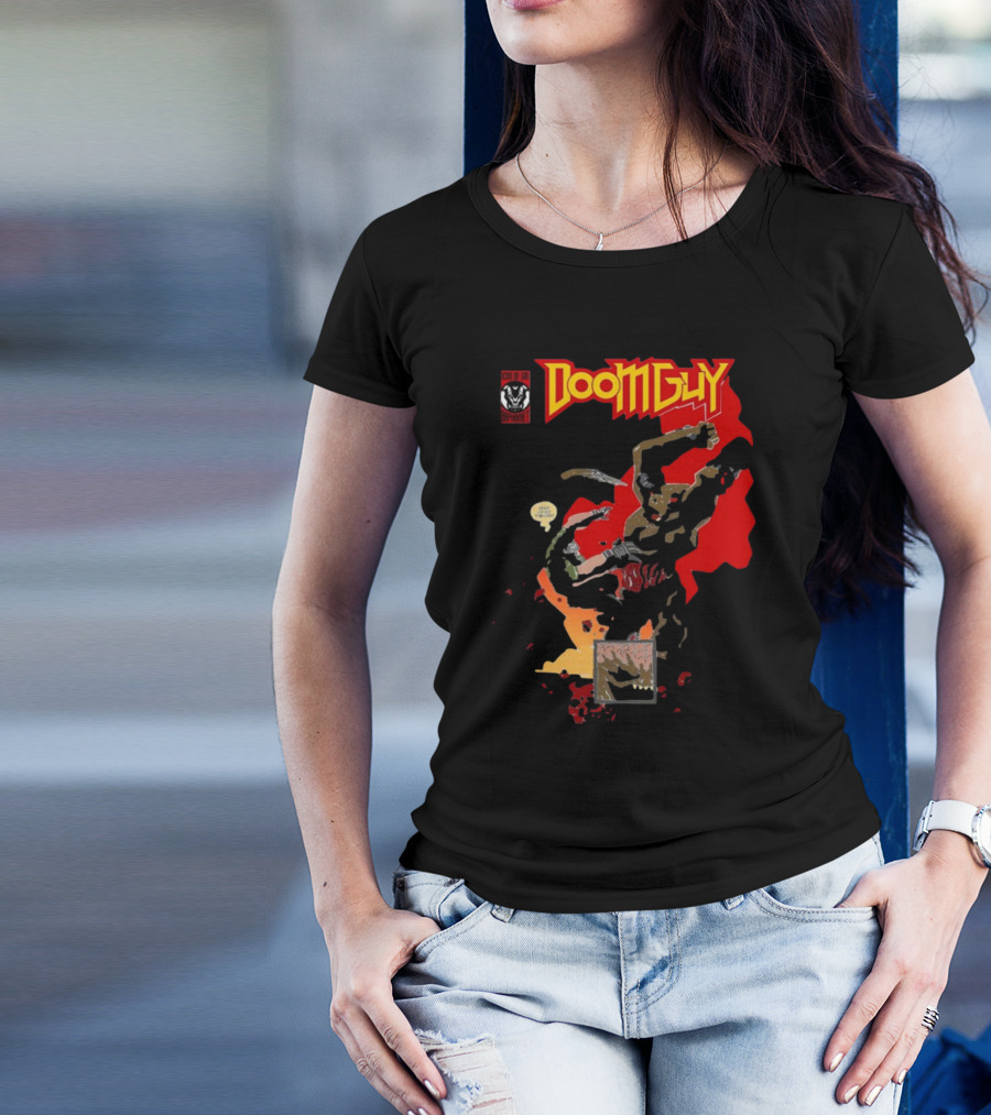 Doomguy The Shores Of Hell Demon Battle Comic T-Shirt