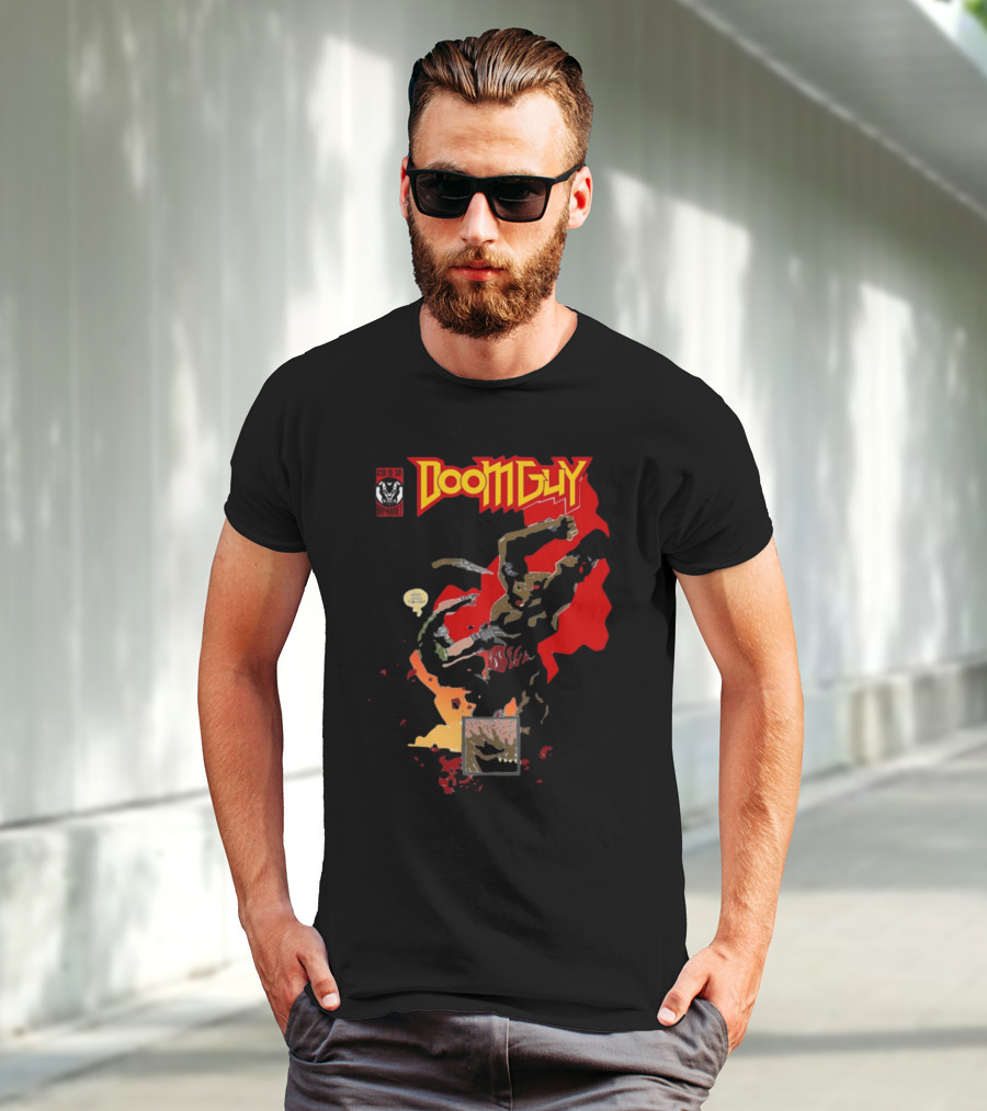 Doomguy The Shores Of Hell Demon Battle Comic T-Shirt