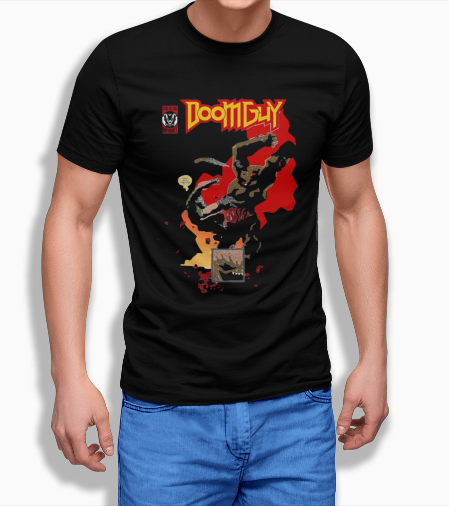 Doomguy The Shores Of Hell Demon Battle Comic T-Shirt