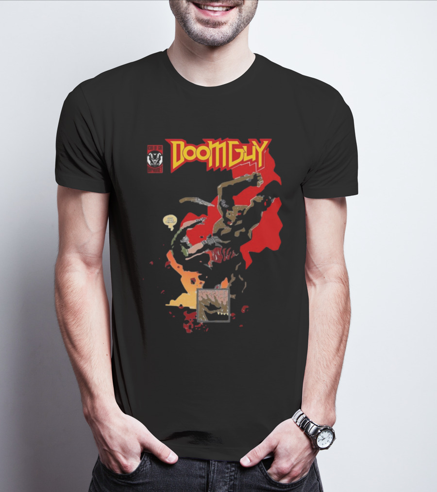Doomguy The Shores Of Hell Demon Battle Comic T-Shirt