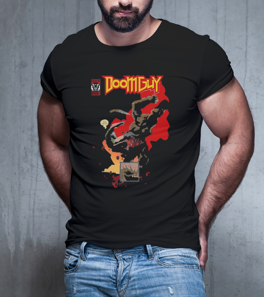 Doomguy The Shores Of Hell Demon Battle Comic T-Shirt