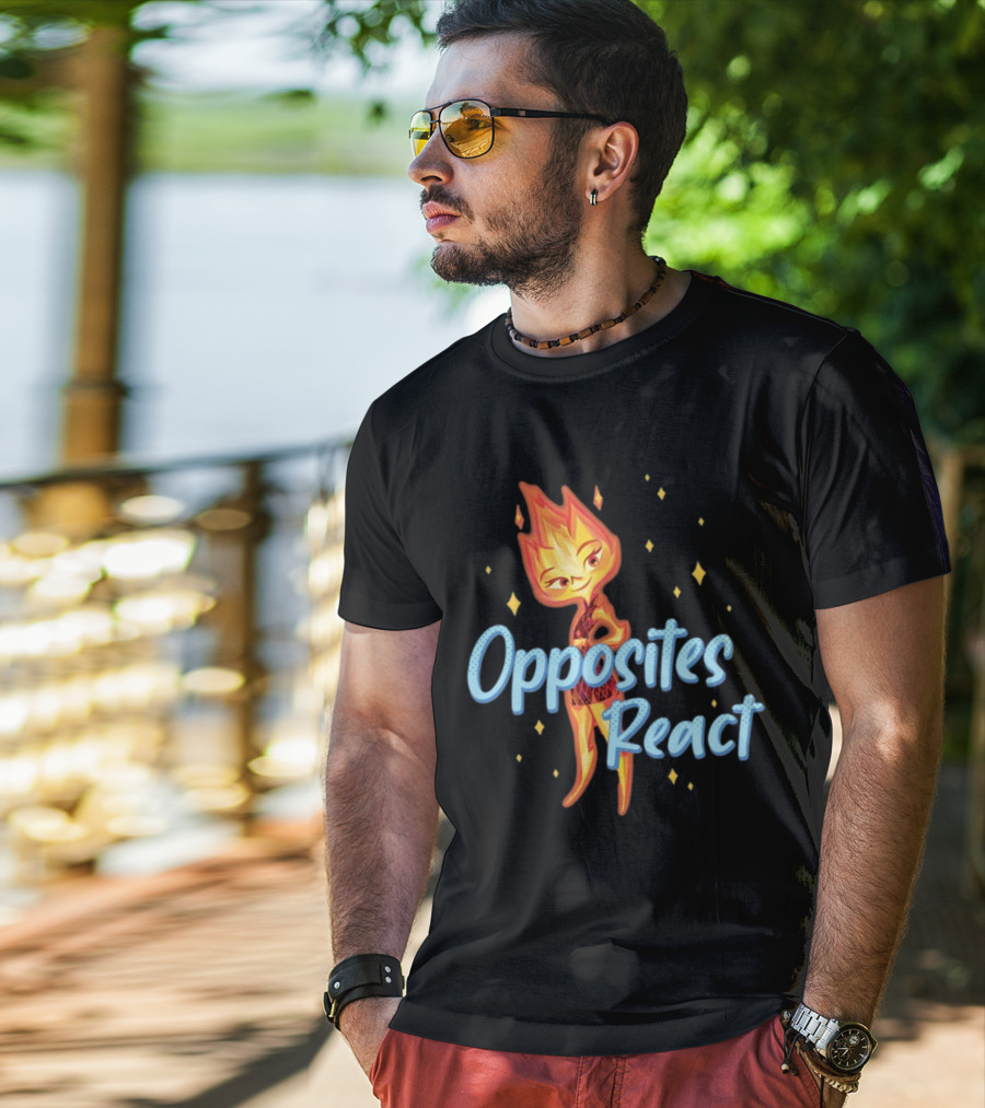 Opposites React Fire Element Character T-Shirt