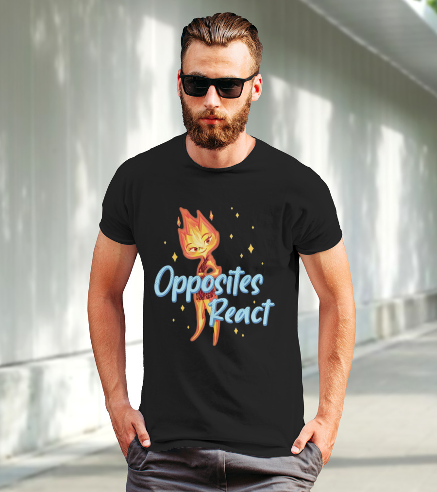 Opposites React Fire Element Character T-Shirt