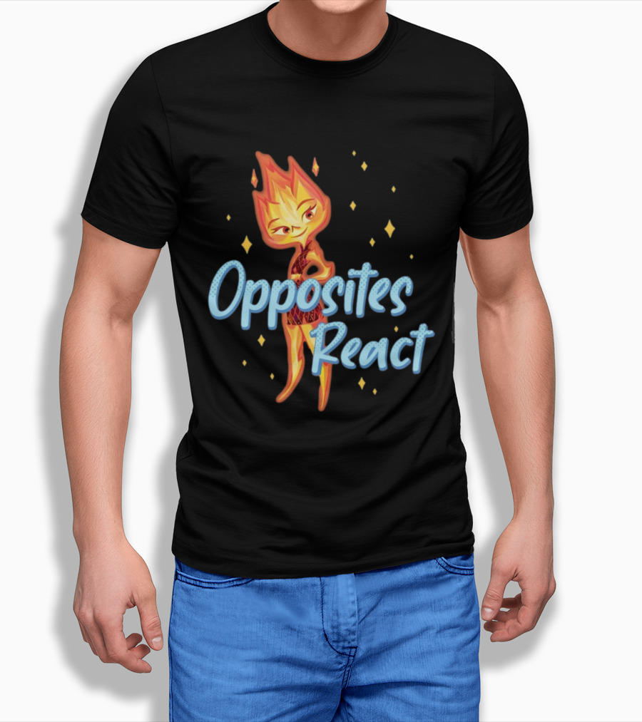 Opposites React Fire Element Character T-Shirt