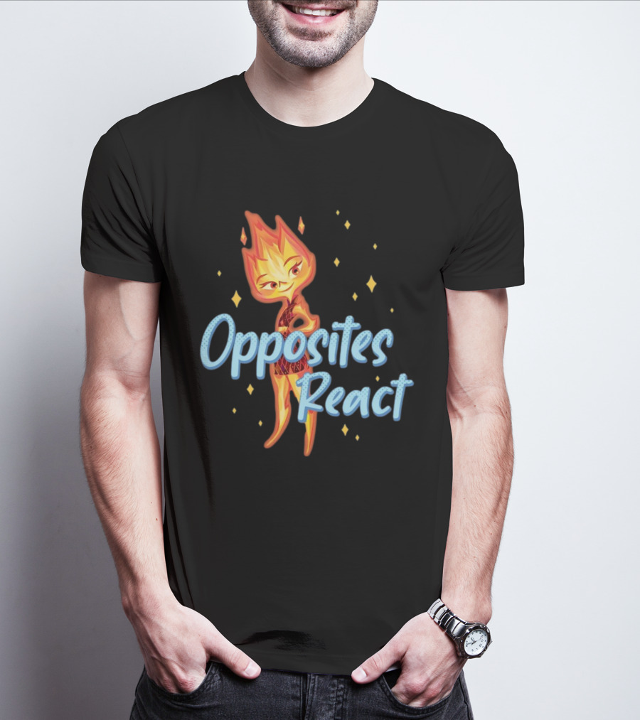 Opposites React Fire Element Character T-Shirt