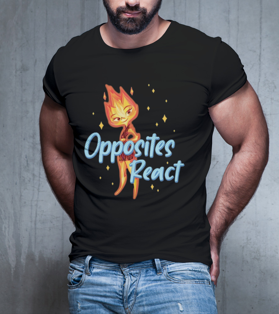Opposites React Fire Element Character T-Shirt