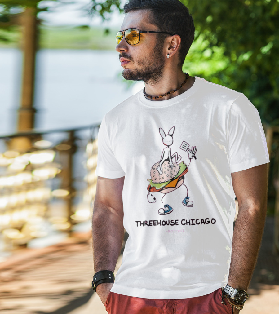 THREEHOUSE CHICAGO KODONE Burger Bunny Character Sneakers Spatula T-Shirt