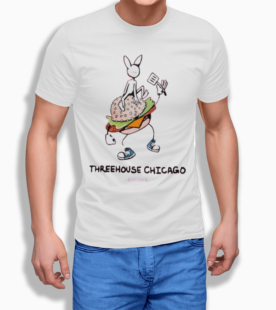 THREEHOUSE CHICAGO KODONE Burger Bunny Character Sneakers Spatula T-Shirt