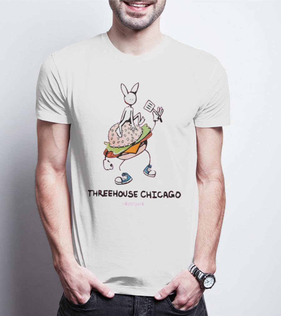 THREEHOUSE CHICAGO KODONE Burger Bunny Character Sneakers Spatula T-Shirt