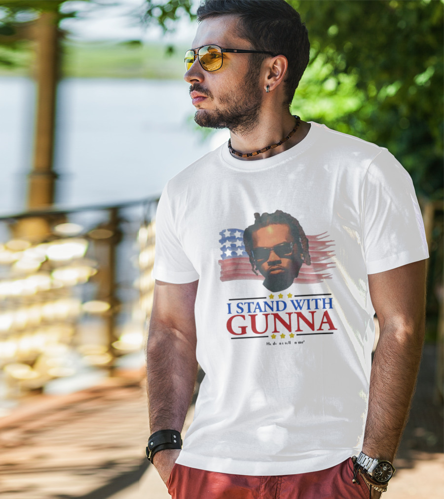 I Stand With Gunna He Didn't Tell On Me American Flag Stars T-Shirt