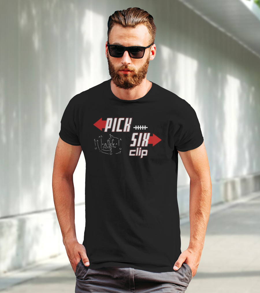 Pick Six Clip Football Play Diagram T-Shirt