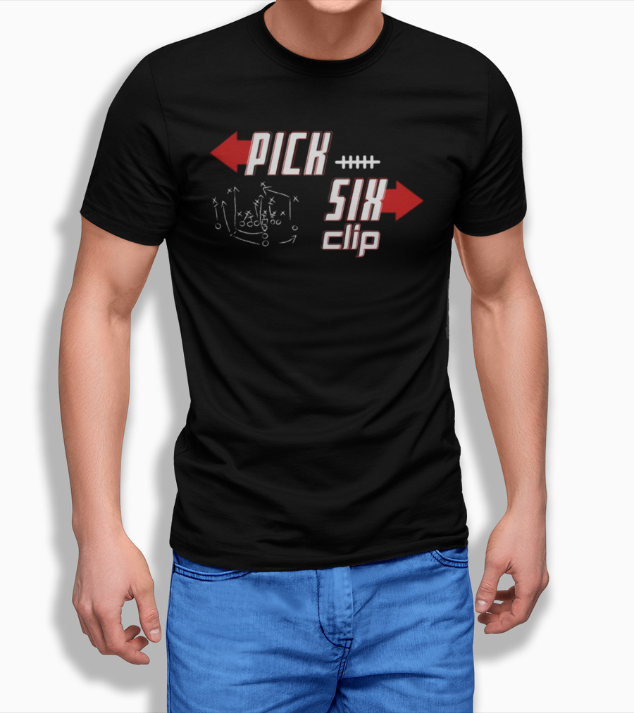 Pick Six Clip Football Play Diagram T-Shirt