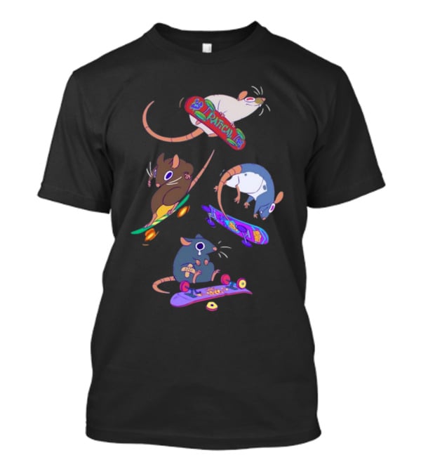 Kay Ratical Skateboarding Rats Colorful Boards T-Shirt