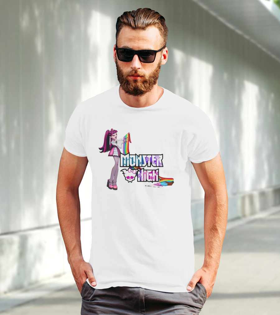 Monster High Draculaura Holding Pride Rainbow Flag T-Shirt