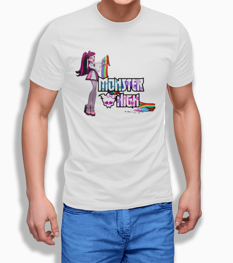 Monster High Draculaura Holding Pride Rainbow Flag T-Shirt