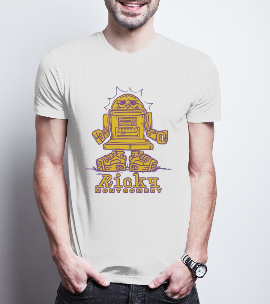 Ricky Montgomery Robot Illustration Yellow Purple T-Shirt