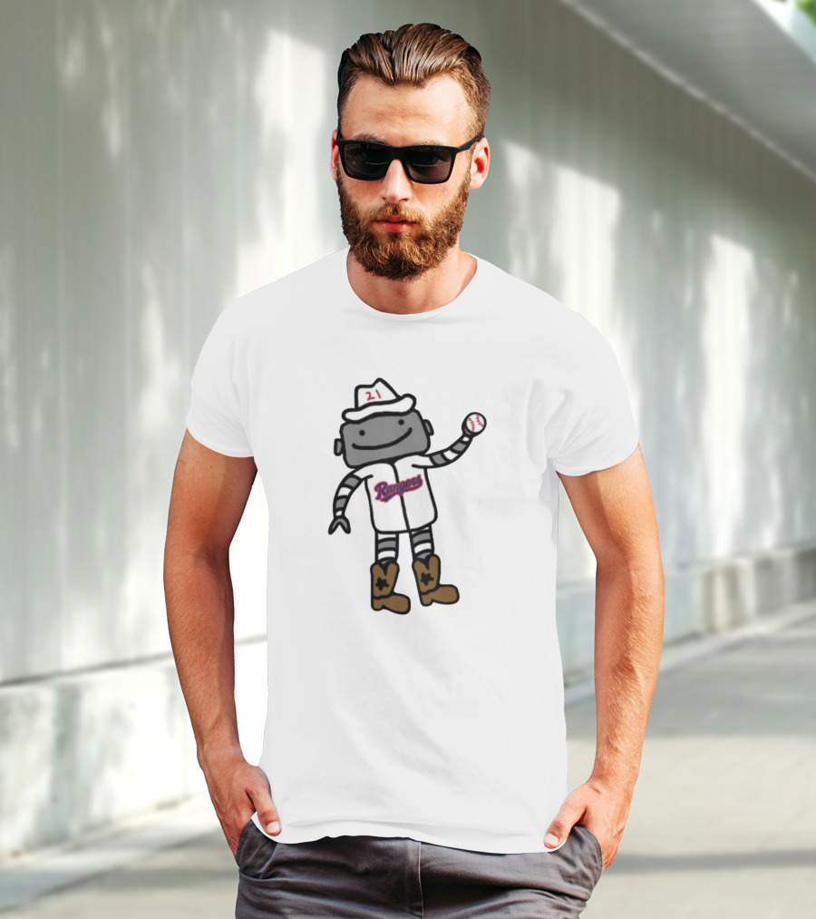 Robo Athlete With Rangers Jersey And Baseball T-Shirt