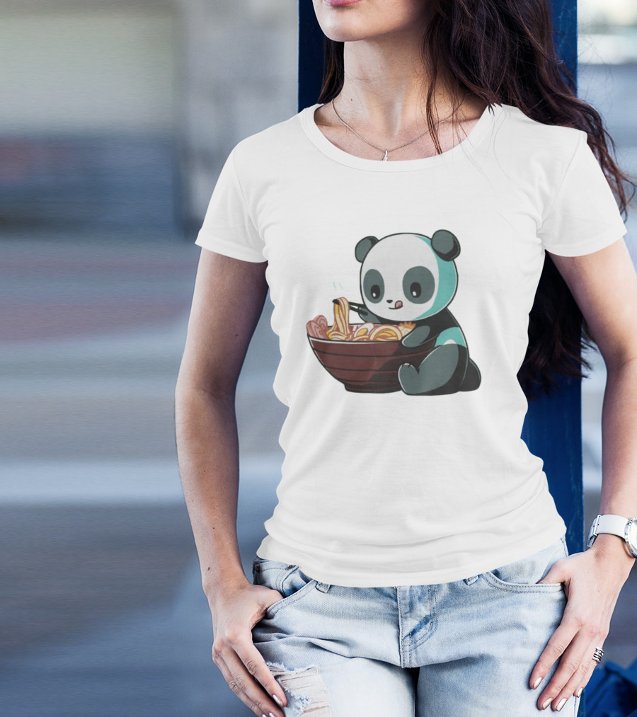 Teeturtle Ramen Panda Eating Noodles T-Shirt