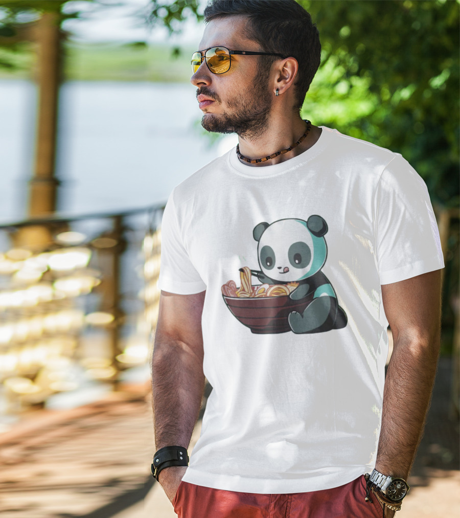 Teeturtle Ramen Panda Eating Noodles T-Shirt
