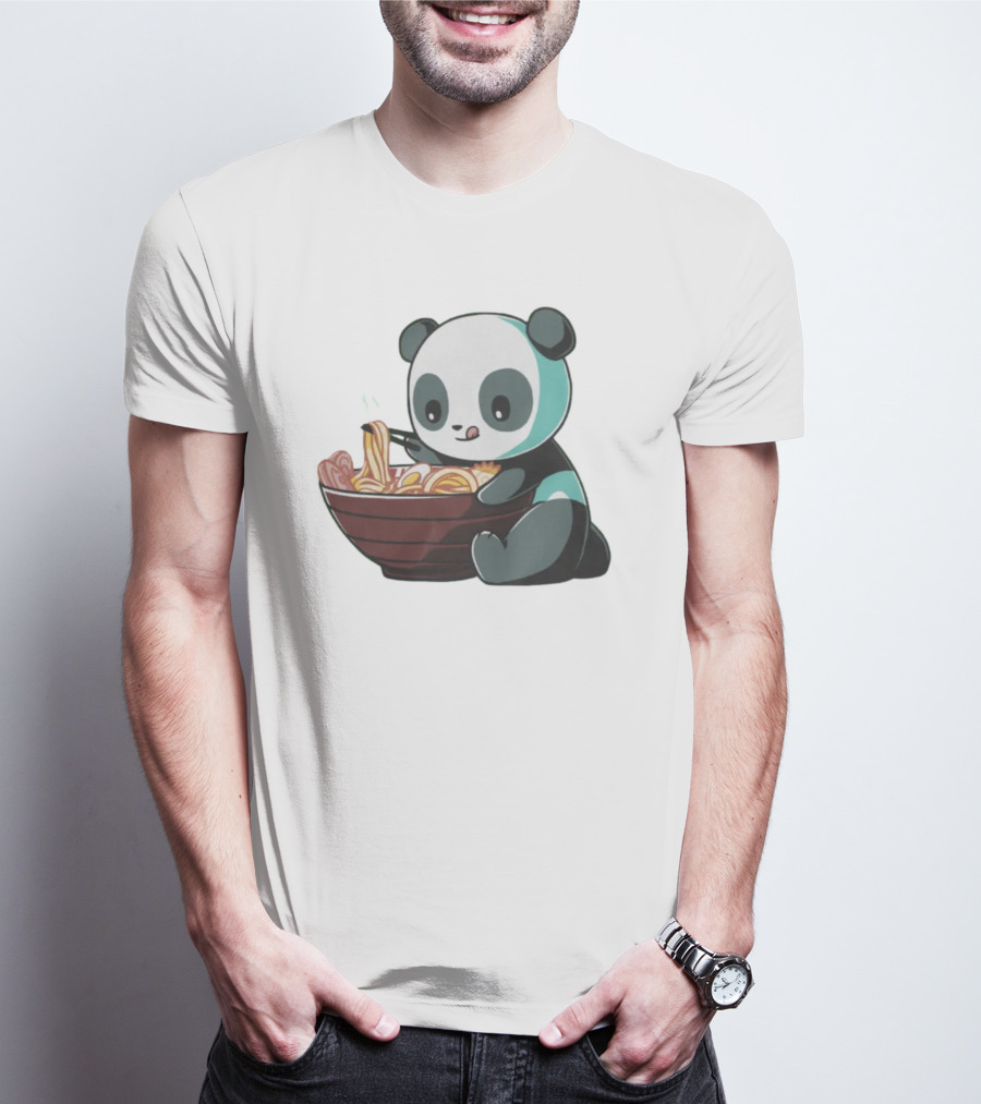Teeturtle Ramen Panda Eating Noodles T-Shirt