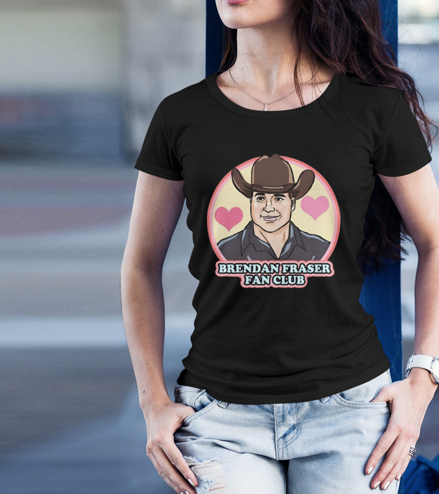 Brendan Fraser Fan Club Cowboy Hat Heart T-Shirt