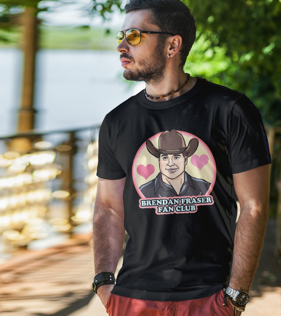 Brendan Fraser Fan Club Cowboy Hat Heart T-Shirt
