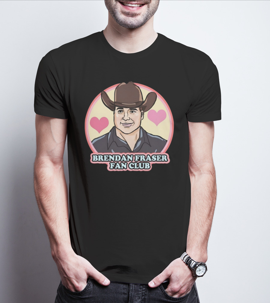 Brendan Fraser Fan Club Cowboy Hat Heart T-Shirt