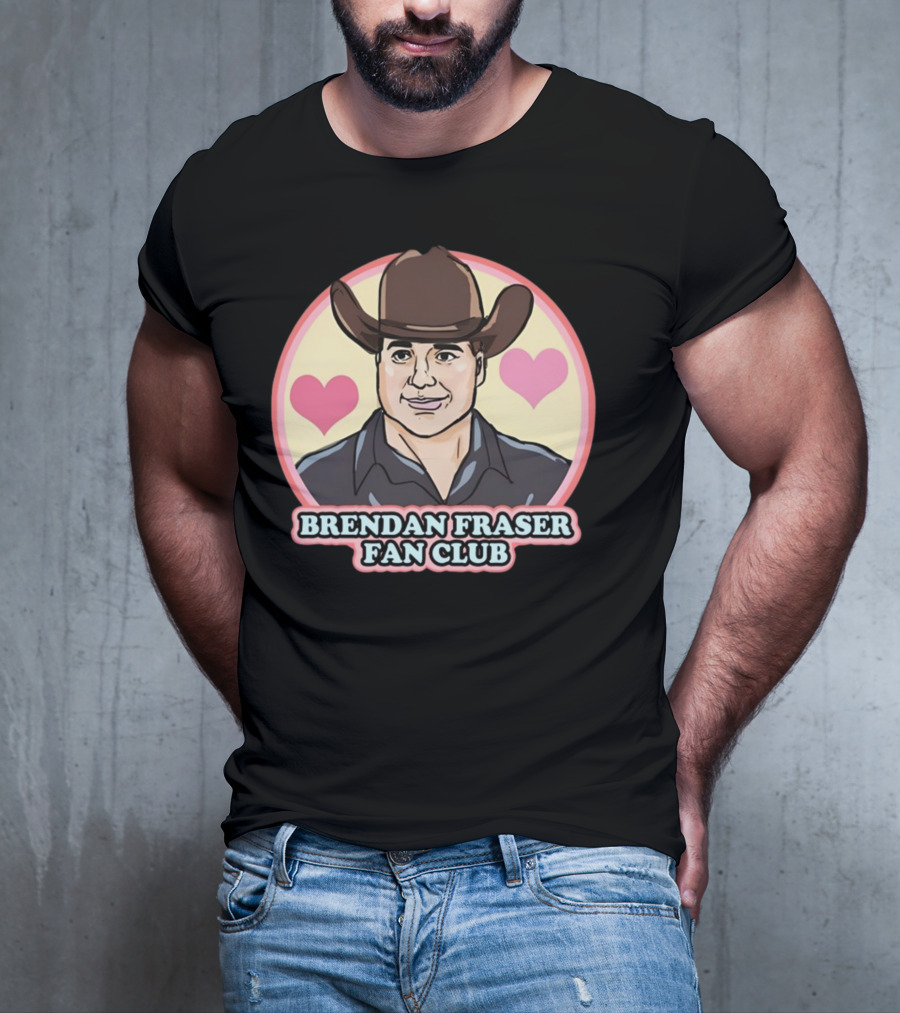 Brendan Fraser Fan Club Cowboy Hat Heart T-Shirt