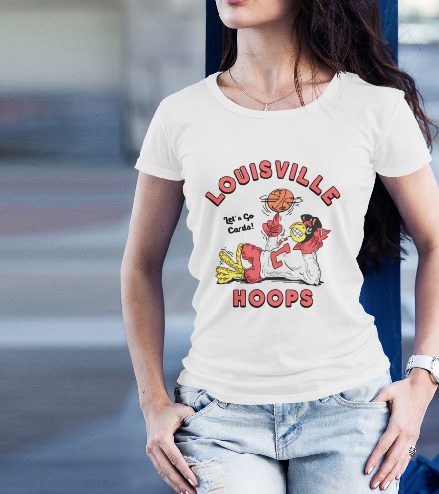 Louisville Hoops Let's Go Cards Mascot Basketball T-Shirt