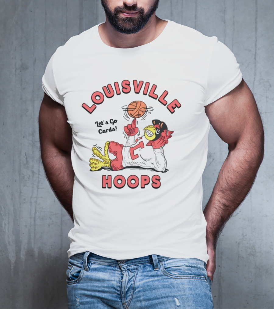 Louisville Hoops Let's Go Cards Mascot Basketball T-Shirt