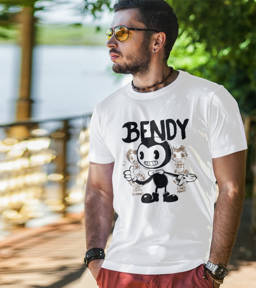 Bendy Cartoon Character With Disgust And Angry Moods T-Shirt