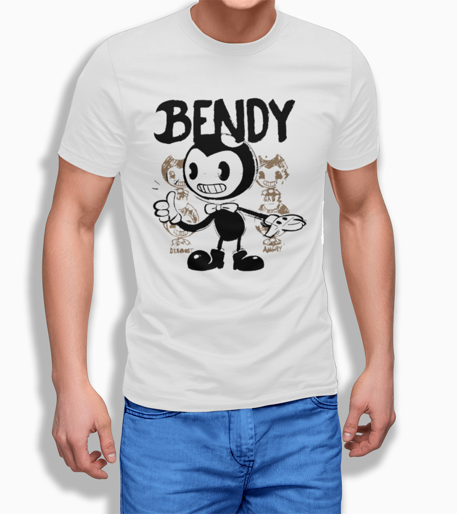 Bendy Cartoon Character With Disgust And Angry Moods T-Shirt