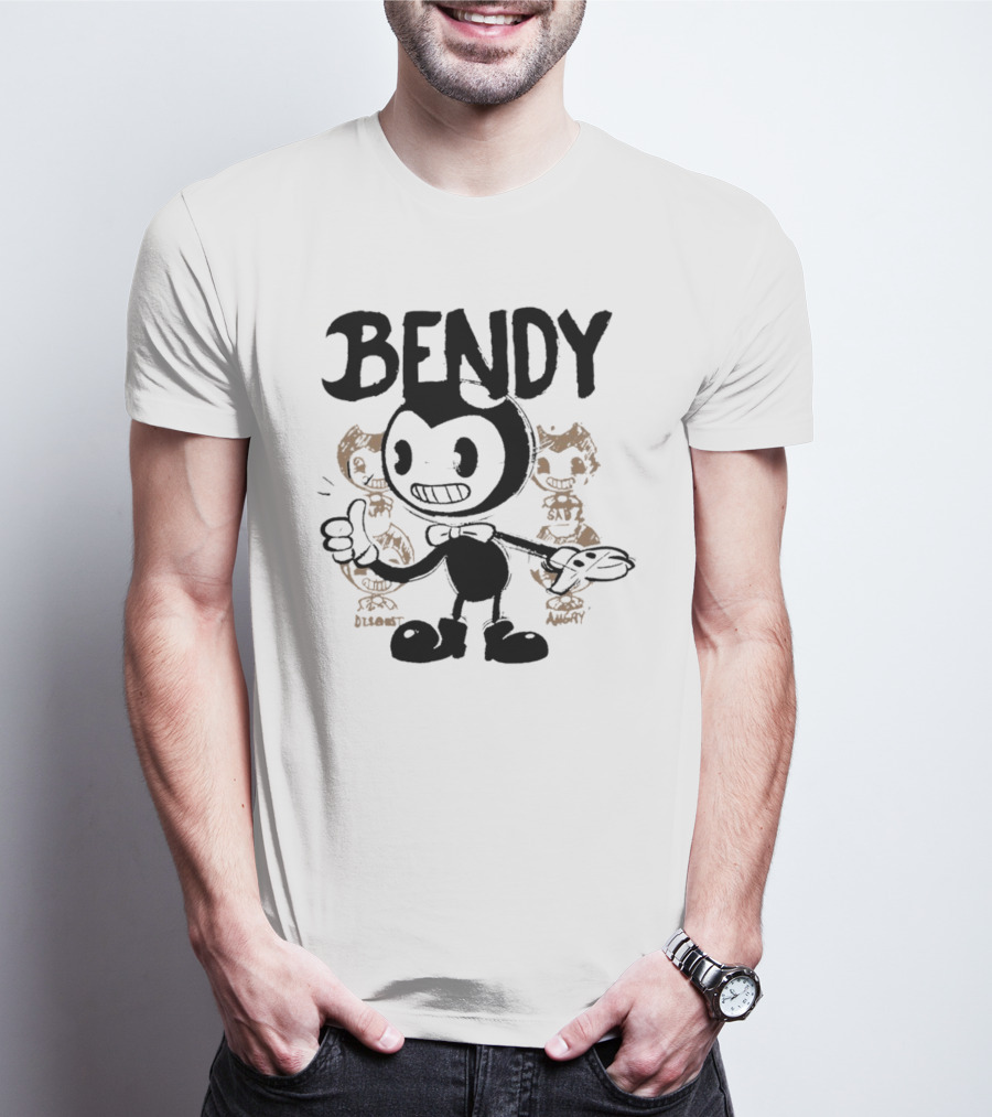 Bendy Cartoon Character With Disgust And Angry Moods T-Shirt