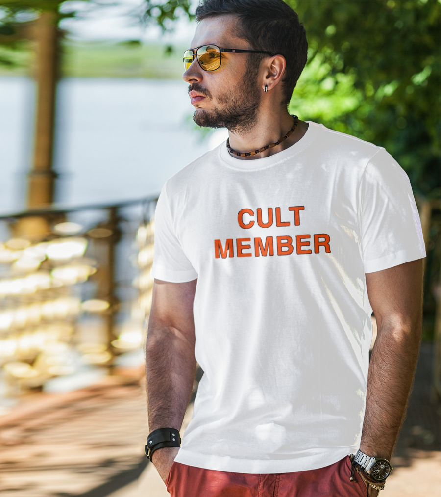 Cult Member Text In Bold Orange T-Shirt