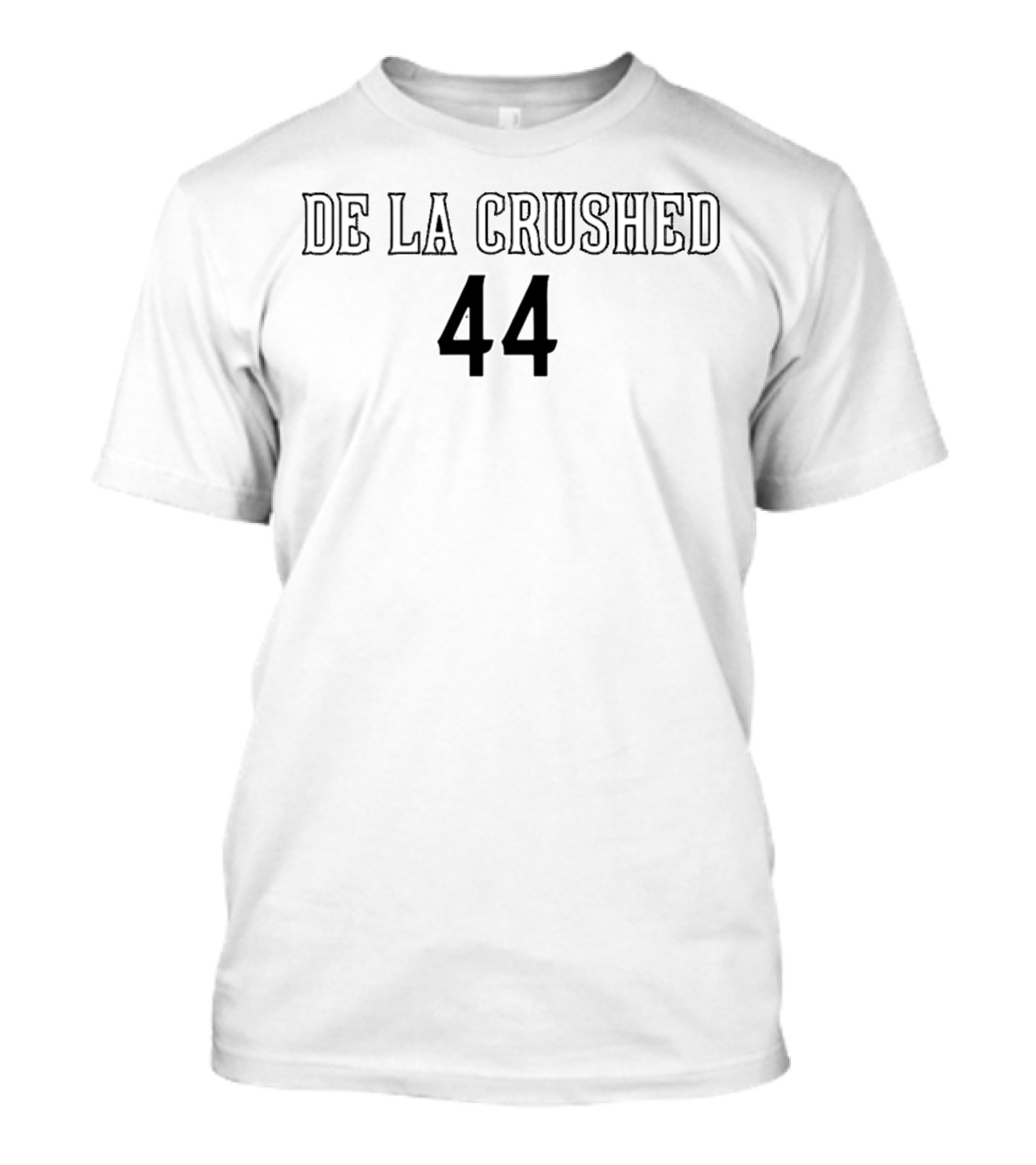 De La Crushed 44 Uniform Style Sports Typography T-Shirt