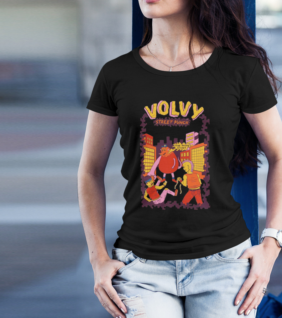 Volvy Street Punch Stop Doing Crime Retro Action T-Shirt