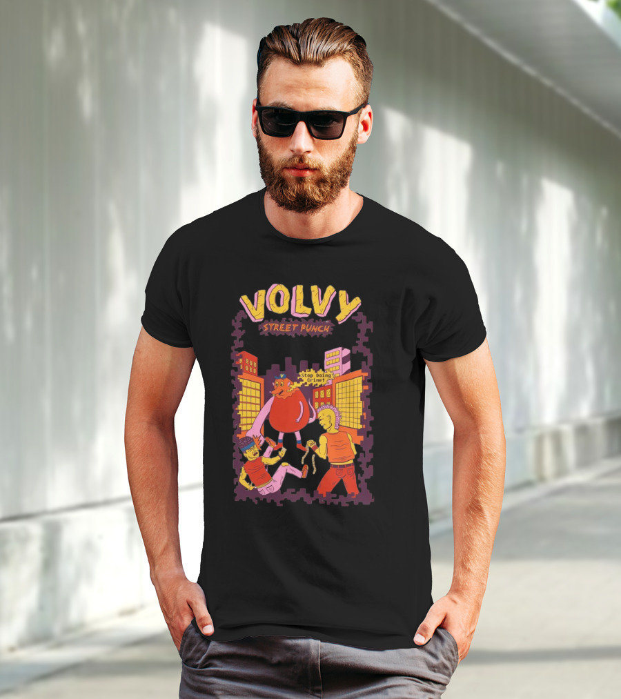 Volvy Street Punch Stop Doing Crime Retro Action T-Shirt
