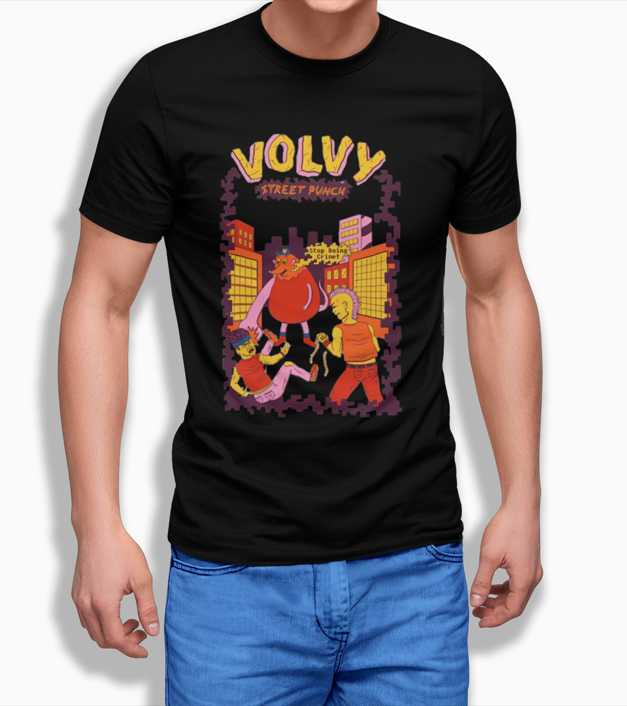 Volvy Street Punch Stop Doing Crime Retro Action T-Shirt