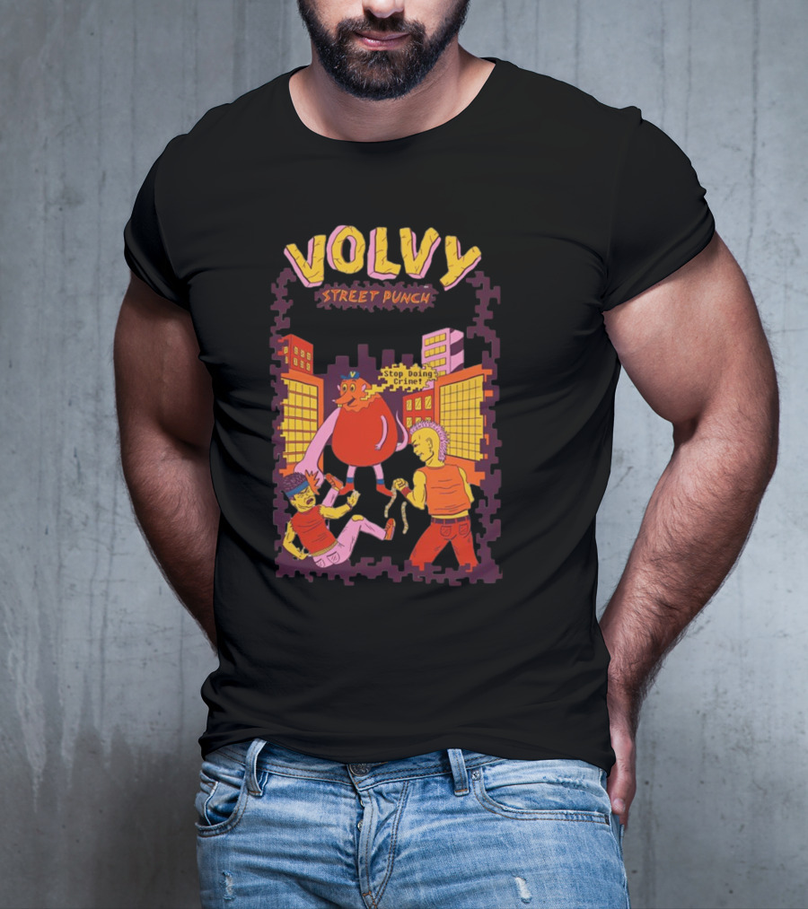 Volvy Street Punch Stop Doing Crime Retro Action T-Shirt