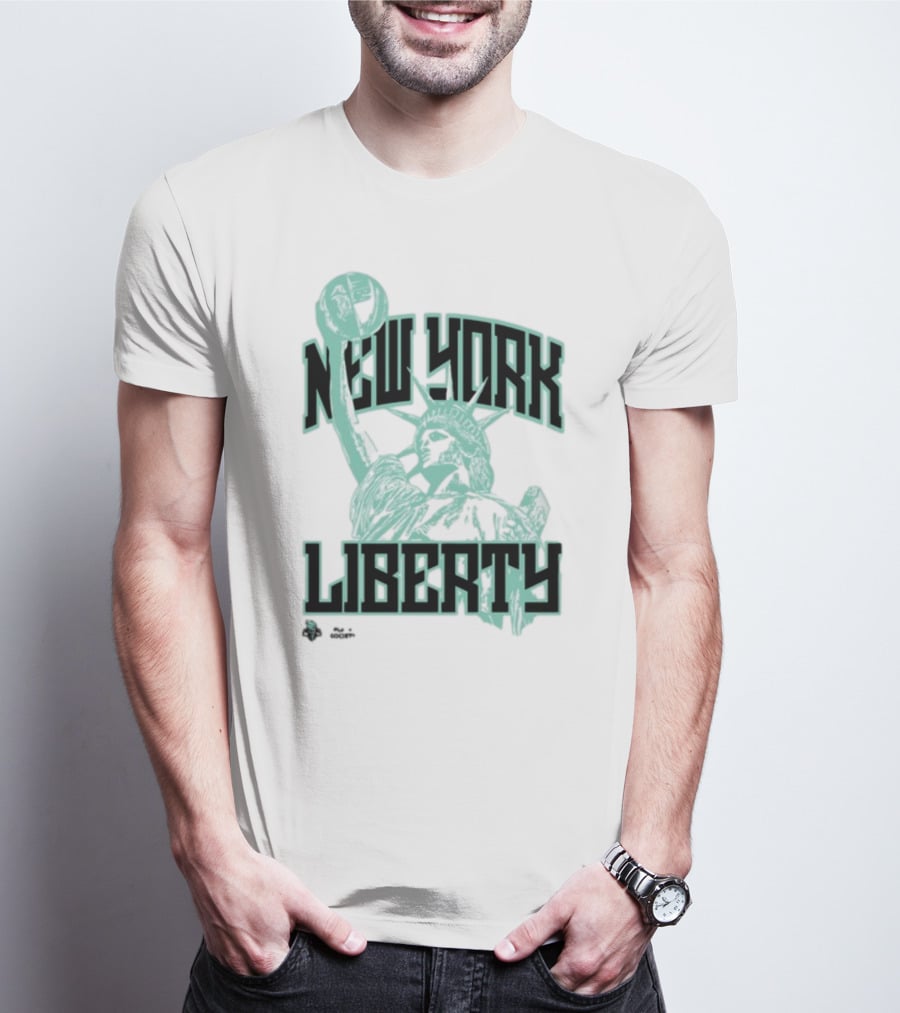 New York Liberty Playa Society Team Statue Of Liberty Basketball T-Shirt