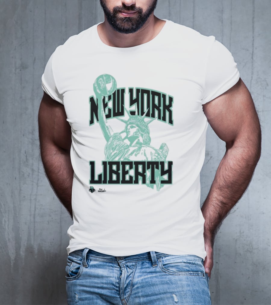 New York Liberty Playa Society Team Statue Of Liberty Basketball T-Shirt
