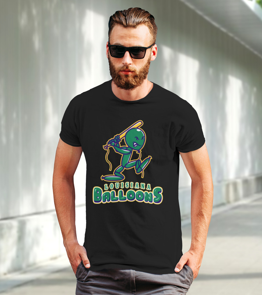 Louisiana Balloons Baseball Mascot Character T-Shirt
